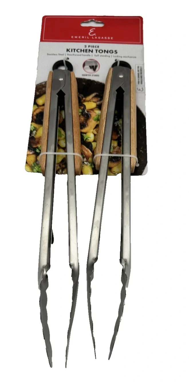 Premium Stainless Steel Kitchen Tongs Set- Choose: Emeril Lagasse 2 Pack